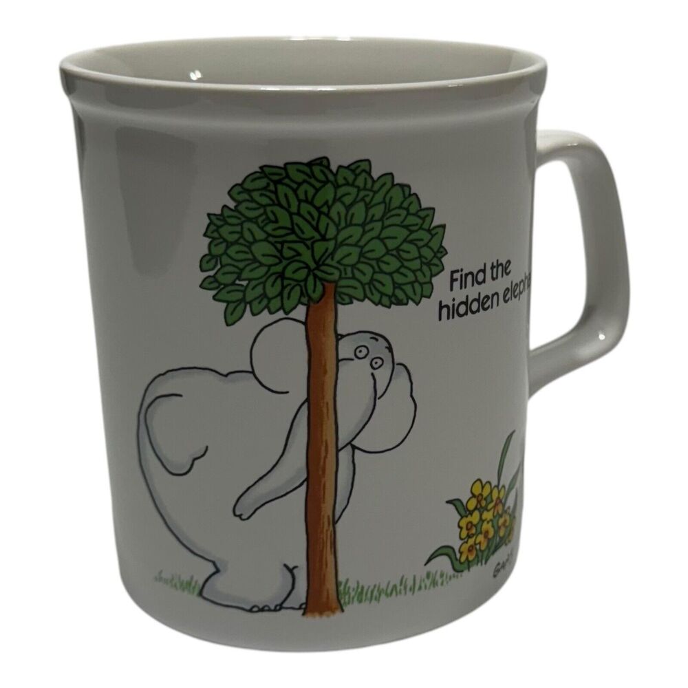 Vintage ELI 1982 COFFEE‎ CUP Find The Hidden Elephant Mug Enesco Harry Gans